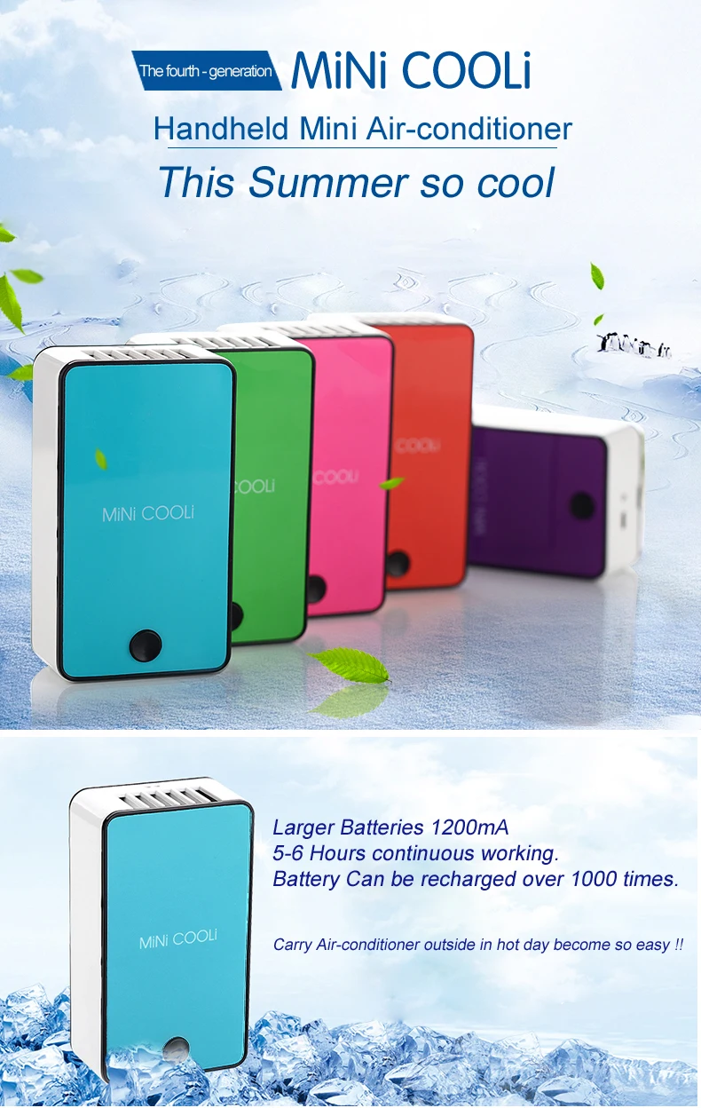 Portable USB1200 mAh Humidity Fan Mini Air Cooler