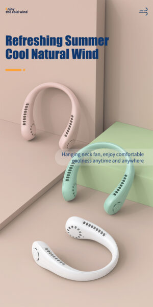 USB Rechargeable Leafless Portable Folding Neck Fan - Image 2