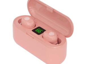 F9 BT5.3 Wireless LCD Digital Electric Noise Reduction TWS Earbuds - Pink