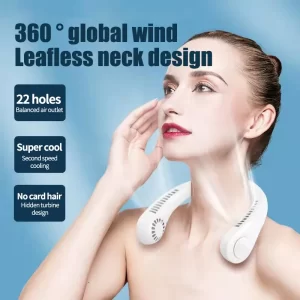 USB Rechargeable Leafless Portable Folding Neck Fan - Image 4