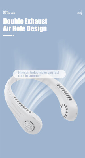 USB Rechargeable Leafless Portable Folding Neck Fan - Image 3
