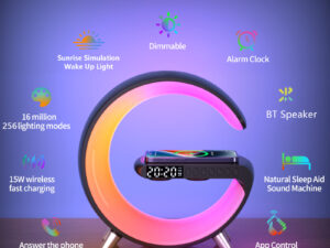 Smar ttmosphere lamp wireleless charger with bluetooth speaker