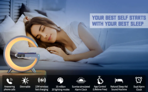 Smar ttmosphere lamp wireleless charger with bluetooth speaker - Image 2