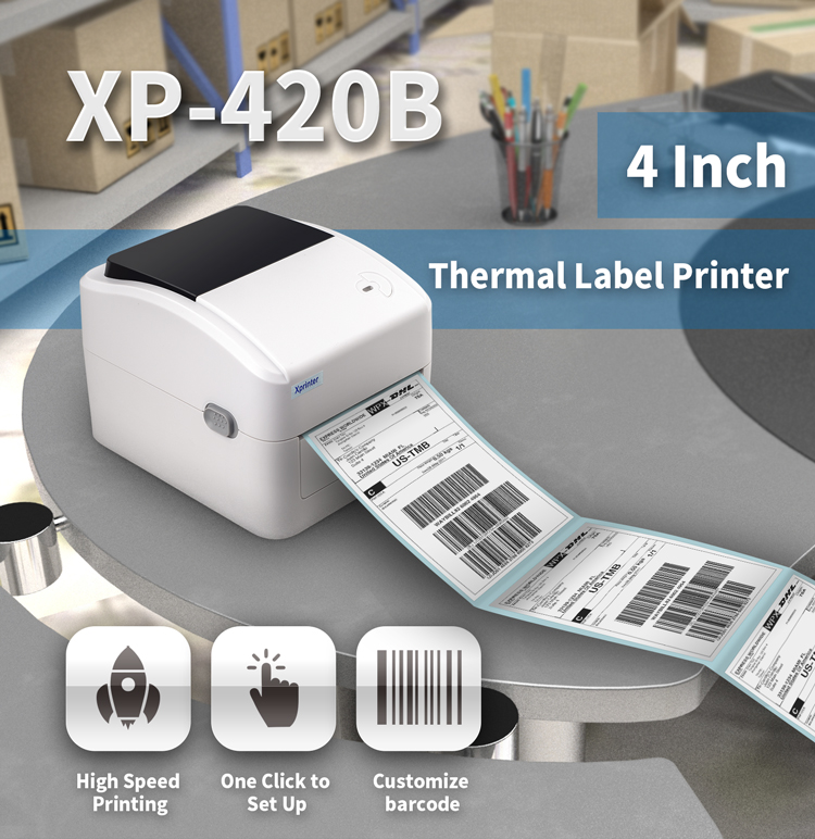 Xprinter Bluetooth Barcode Label 4x6 Roll Sticker Shipping Label Thermal Printer